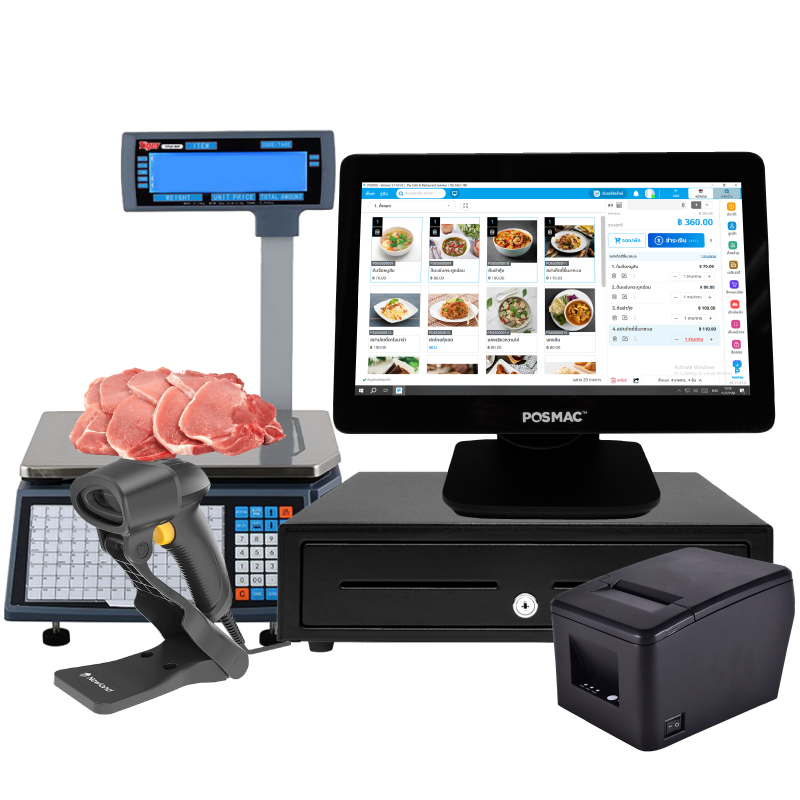 สินค้า ชุด POS เครื่องชั่ง Windows ร้านขายของสด [POSMAC]