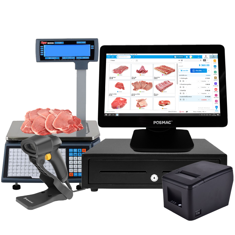 สินค้า ชุด POS เครื่องชั่ง Windows ร้านขายของสด [POSMAC]