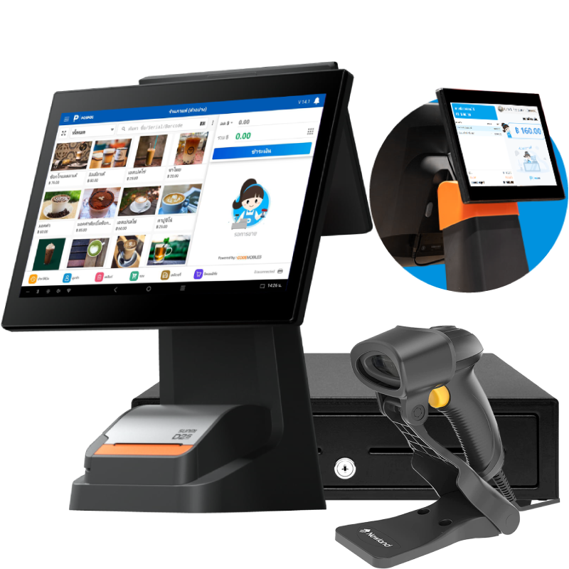 ชุด POS Android Pro Dual [Sunmi] (แถม ฟรี! POSPOS Smart 10 เดือน)