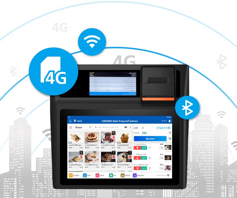 เครื่อง POS ตั้งโต๊ะใส่ซิมมือถือได้